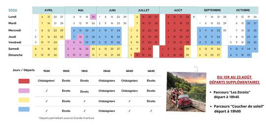 Planning-2026-velorail - ©Vélorail de l'ardèche