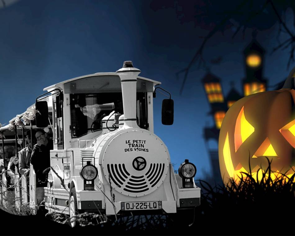 Petit train d'Halloween dans les vignes de l'Hermitage