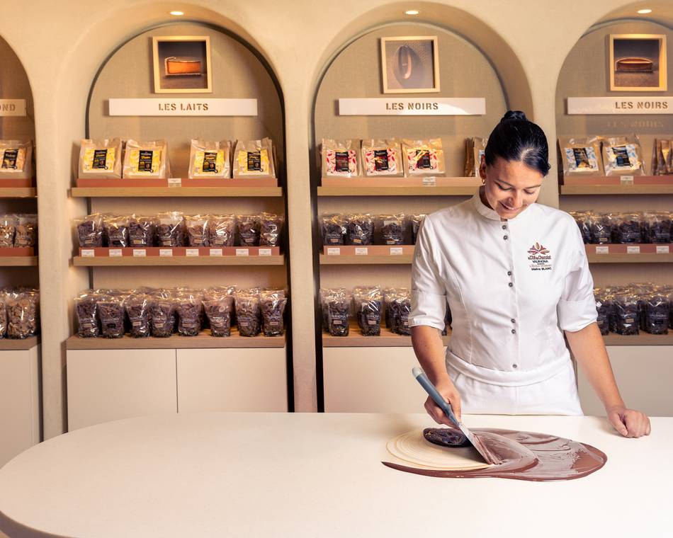 Chocoladedemonstratie in de winkel – Cité du Chocolat Valrhona